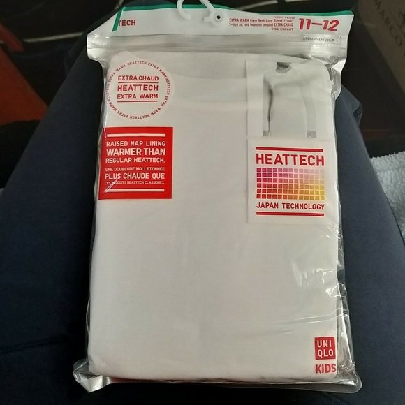 6 Pkts UNIQLO KIDS HEATTECH LONG SHEEVE CREW NECK EXTRA WARM SZ.11-12 - WHITE N… - Picture 1 of 5